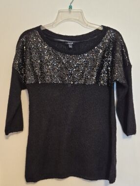 NWT Apt. 9 Womens Black Knit Sweater with Subtle Shine SZ S